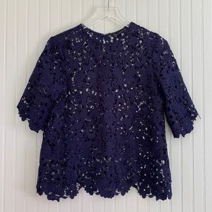 Zara Navy Lace Top Navy